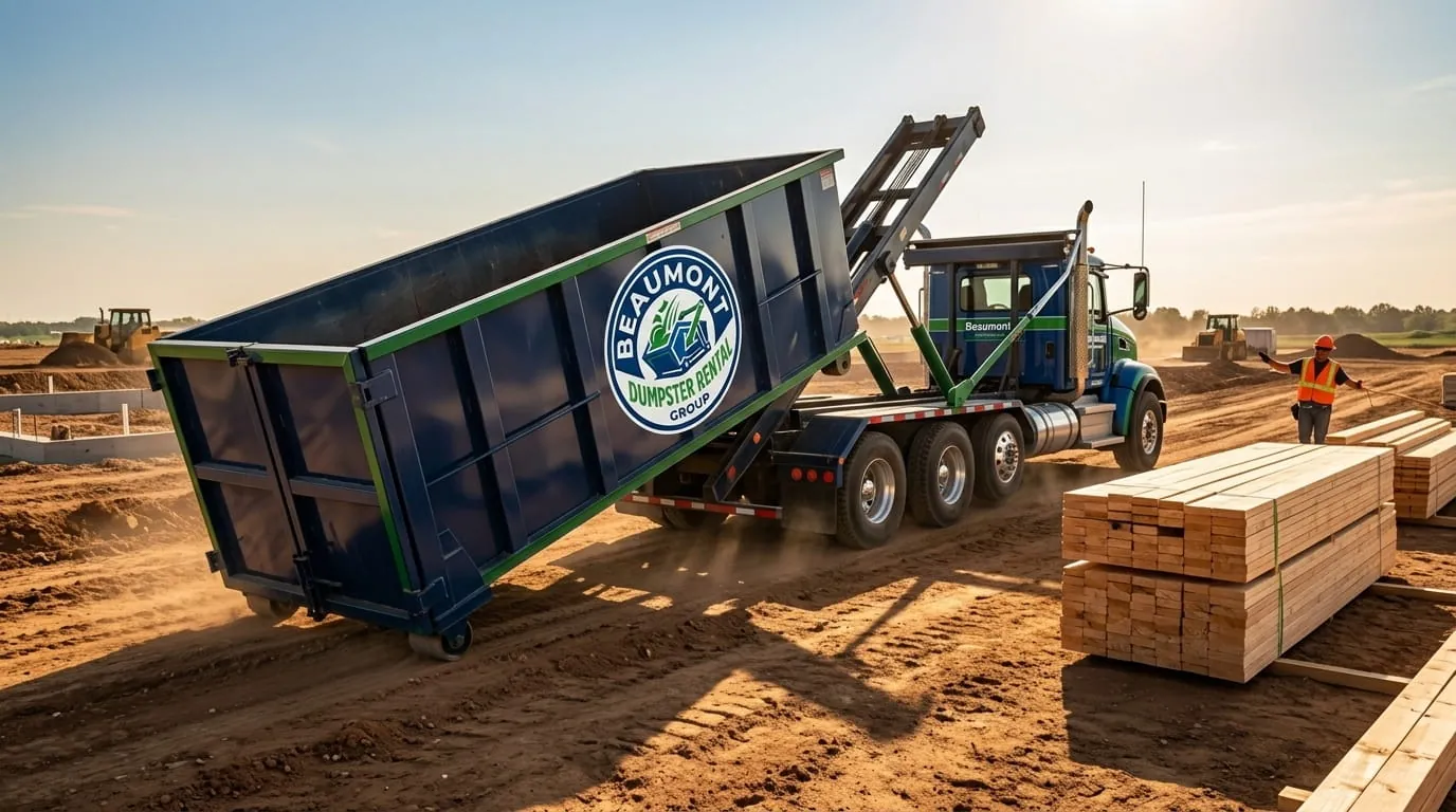Roll-off dumpster delivered to a property in Orange, TX Roll-off dumpster delivered to a property in Orange, TX